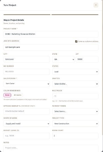 New Project form