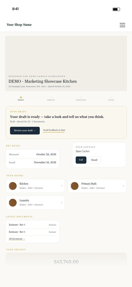 The same customer portal on a phone